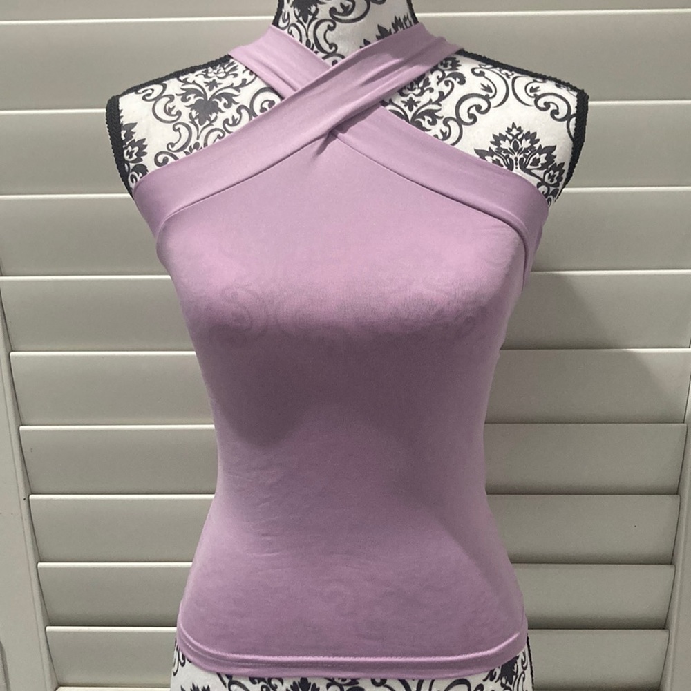Purple XXS Petite cross tank top.